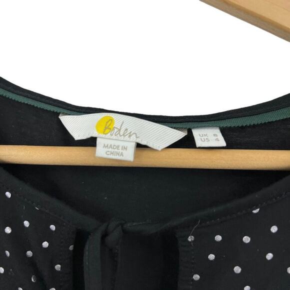 Boden Hazel Foil Spot Top Sz 4 Black - Picture 7 of 11